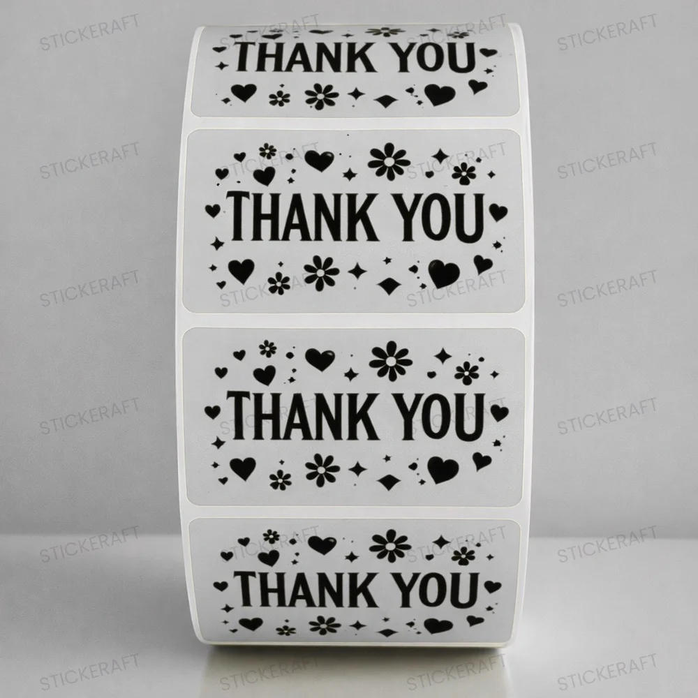 Thank You Stickers 2x1 Inch – 100 Pack for Gifts, Mail & Packaging Boutique Pack